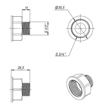 Переходник латунный резьба 3/4" внутр на 1/2" наружн Fado P04B