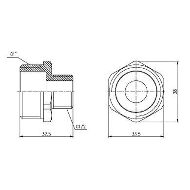 Ниппель переходной латунный 1"x1/2" SF359
