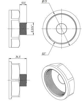 Переходник латунный резьба 2" внутр на 3/4" наружн Fado P09