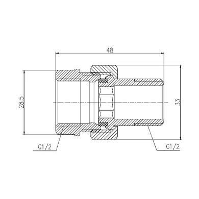 Сгон-американка прямой латунный 1/2" SF192 хром