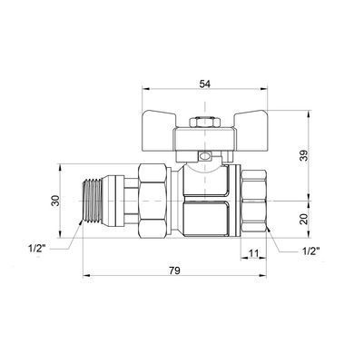 Кран прямой с американкой 1/2" (бабочка) антитека Icma 348