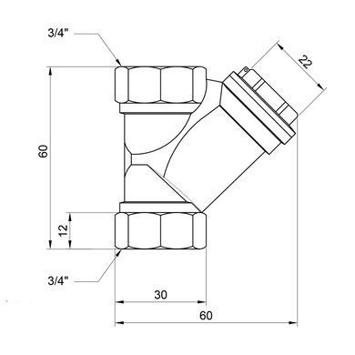 Фільтр грубої очистки 3/4" (DN20) латунь Thermo Alliance для води (грязьовик)