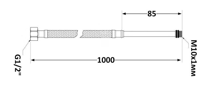 Шланги для змішувача (пара) 100 см 1/2" голка М10x84 мм нейлон. оболонка Forte