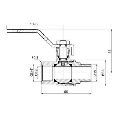 Кран кульовий 3/4" ВЗ DN20 латунний (ручка) Forte SF605
