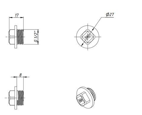 Заглушка латунна різьба зовнішня 1/2" Fado ZN01