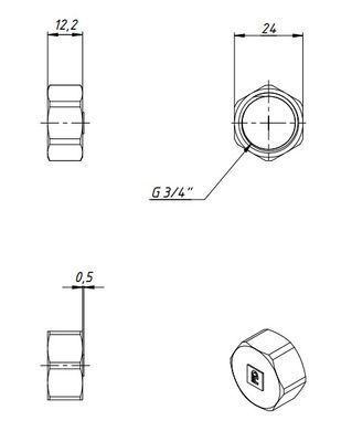 Заглушка латунна різьба внутрішня 1/2" Fado ZV01C хром