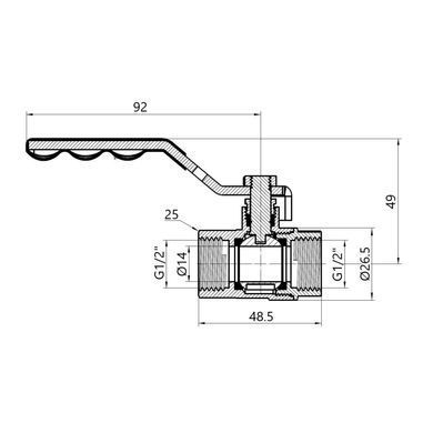Кран газовий 1/2" ВВ DN15 посилений (ручка) SD600NG