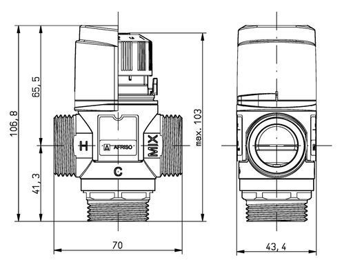 Термостатический смесительный клапан 20-43&deg;C DN20 1" Afriso ATM 361