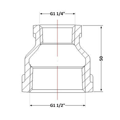 Муфта чавунна 1 1/2" х 1 1/4" перехідна (оцинкована)