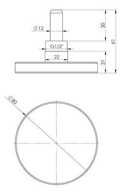 Термометр 0-120&deg;C &Oslash;80 (L=40) 1/2" Afriso біметалевий з гільзою