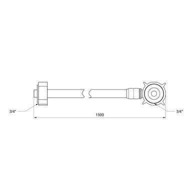 Гумовий шланг подачі води для пральної машини 150 см 3/4" Thermo Alliance