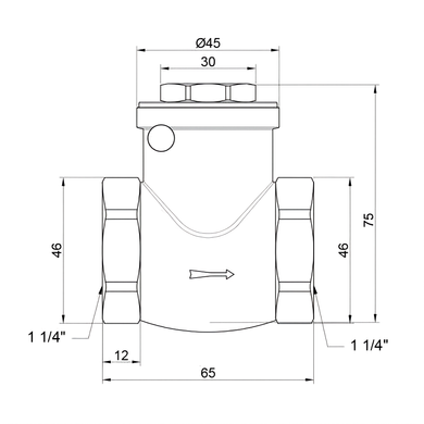 Зворотний клапан 1 1/4" (DN32) пелюстковий, латунний SD242