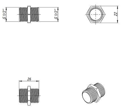 Ніпель латунний різьба 1/2" Fado N01