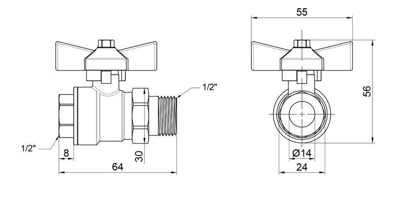 Кран кульовий з американкою прямий ВЗ 1/2" DN15 SD221