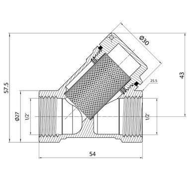 Фільтр грубої очистки 1/2" (DN15) латунь нікельована Thermo Alliance для води