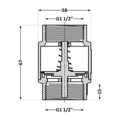Зворотний клапан 1 1/2" (DN40) TAS240 для води, латунний шток