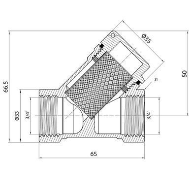 Фільтр грубої очистки 3/4" (DN20) латунь нікельована Thermo Alliance для води