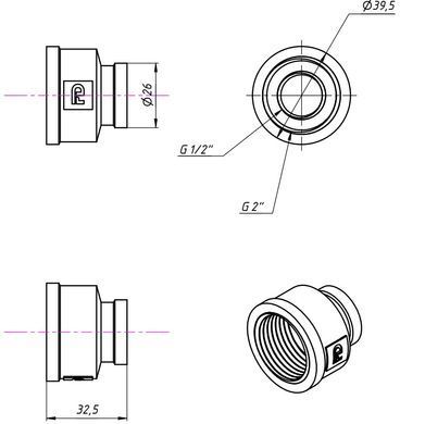 Муфта переходная латунная 1"x1/2" Fado M11