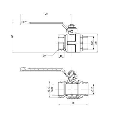 Кран кульовий 3/4" ВВ DN20 латунний (ручка) Icma 350