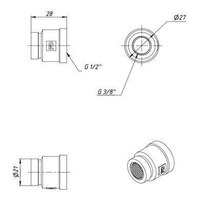 Муфта перехідна латунна 1/2"x3/8" Fado M13