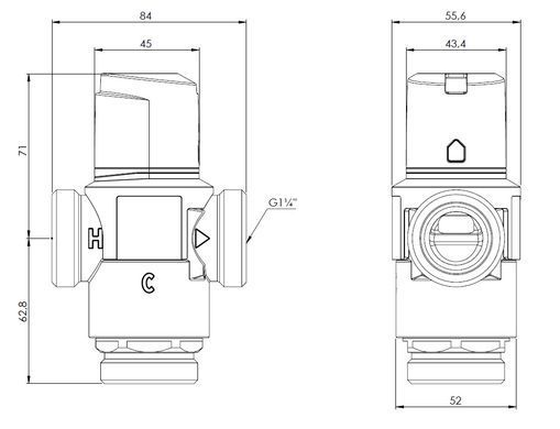 Термостатичний змішувальний клапан 35-60&deg;C DN25 1 1/4" Afriso ATM 883