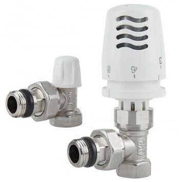 Комплект кутових радіаторних кранів 1/2" з термоголовкою Icma KITG