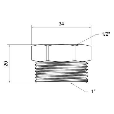 Футорка латунная резьба 1"x1/2" SD423