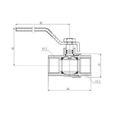 Кран газовый 1/2" ВВ DN15 латунный (ручка) SF600G