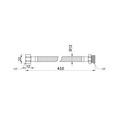 Гнучкий шланг-підведення для води 40 см 1/2" гайка-штуцер Thermo Alliance