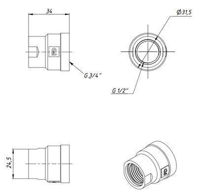 Муфта перехідна латунна 3/4"x1/2" Fado M14
