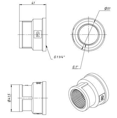 Муфта переходная латунная 1 1/4"x1" Fado M15