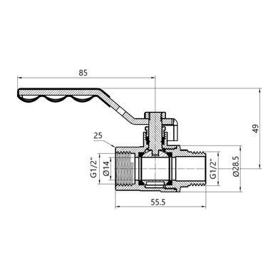 Кран газовый 1/2" ВН DN15 усиленный (ручка) SD605NG