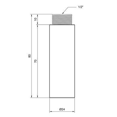 Удлинитель латунный длина 70 мм резьба 1/2" SD13015 хром
