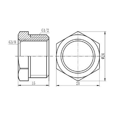 Футорка латунна різьба 1/2"x3/8" SF374