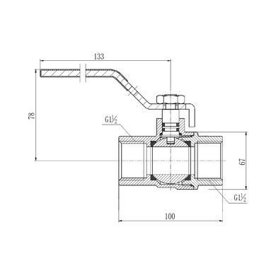 Кран газовий 1 1/2" ВВ DN40 латунний (ручка) SF600G