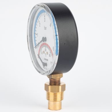 Термоманометр 0-6 бар 0-120&deg;C &Oslash;80 радіальний (клапан 1/2") Cewal