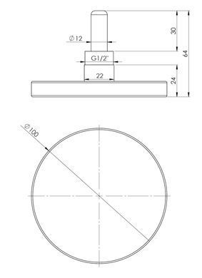 Термометр 0-120&deg;C &Oslash;100 (L=40) 1/2" Afriso біметалевий з гільзою