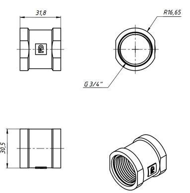 Муфта латунная резьба 3/4" Fado M02