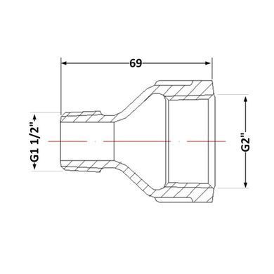 Перехідник чавунний 2" x 1 1/2" внутр/зовн. (оцинкований)
