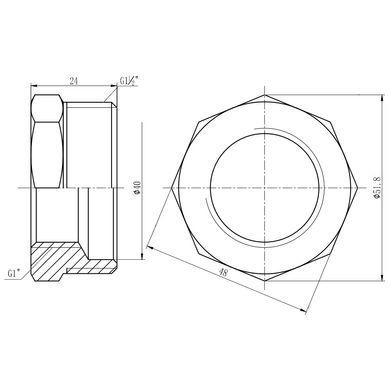 Футорка латунна різьба 1 1/2"x1" SF374