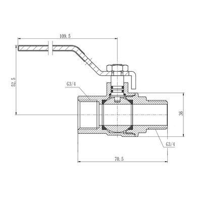 Кран газовый 3/4" ВН DN20 латунный (ручка) Forte SF605G