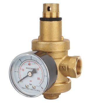 Редуктор тиску води 1/2" (0,5-6 бар) з манометром, посилений Malgorani Eurobrass 143