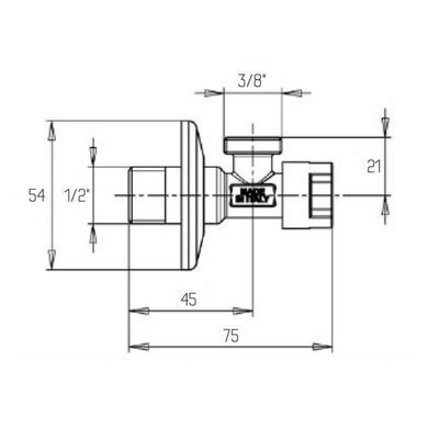 Кран вентильний кутовий приладовий хром 1/2"x3/8" Icma 519