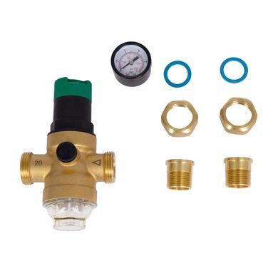 Мембранний редуктор тиску води 3/4" (1-6 бар) з фільтром Forte