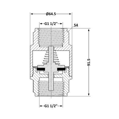 Зворотний клапан 1 1/2" (DN40) Forte для води, латунний шток