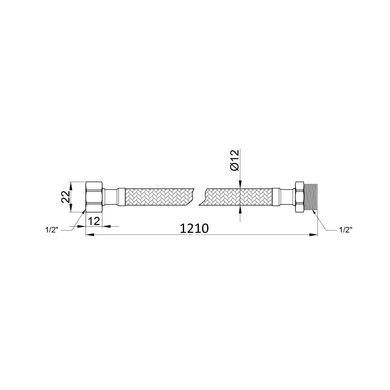 Гнучкий шланг-підведення для води 120 см 1/2" гайка-штуцер Thermo Alliance