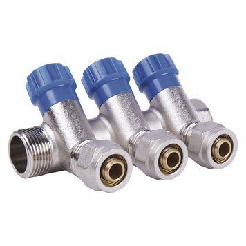 Коллектор 3/4" на 3 выхода с вентильными кранами под 16x2 трубу SD230