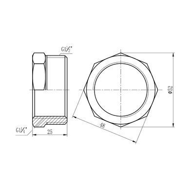 Футорка латунная резьба 1 1/2"x1 1/4" SF374