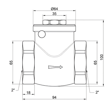 Зворотний клапан 2" (DN50) пелюстковий, латунний SD242