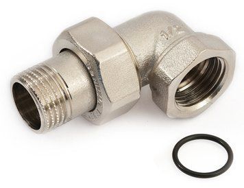 Згін-американка кутовий з ущільнюючим кільцем 3/4" GF нікель